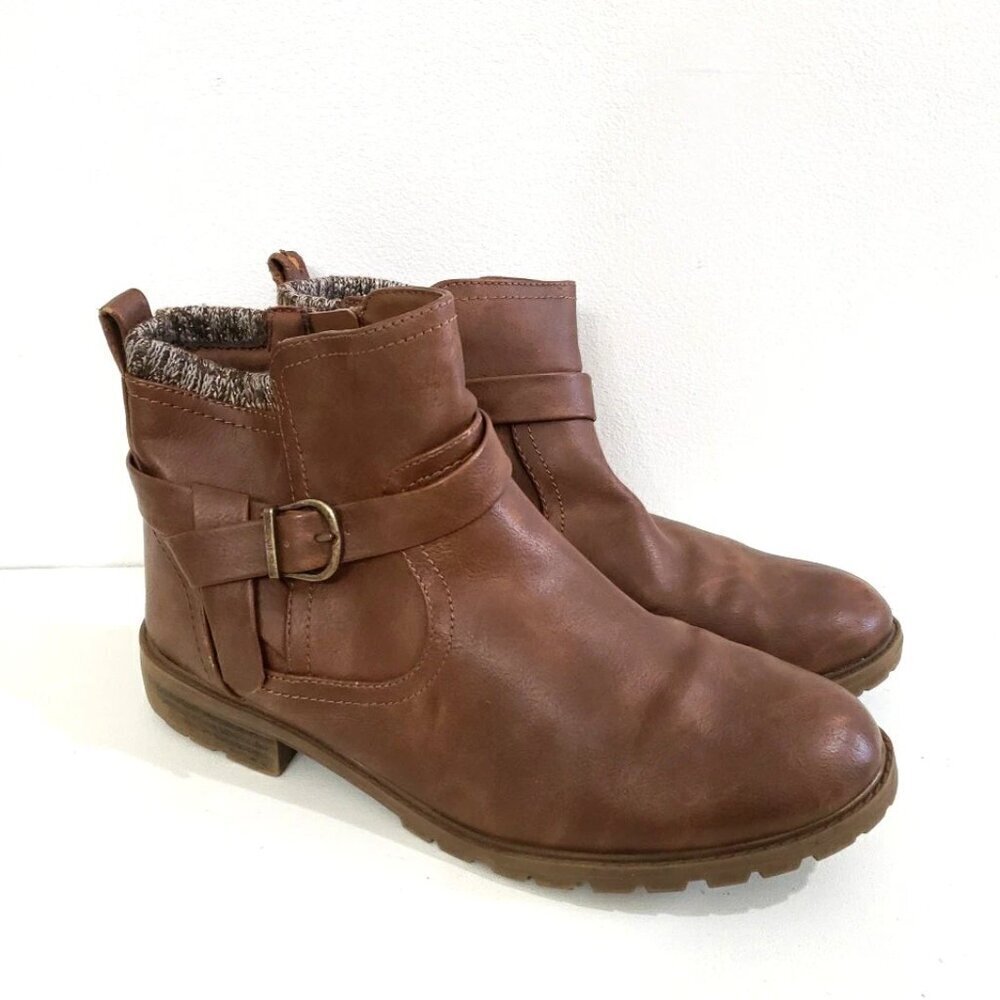 Wonder Nation Brown Sweater Knit Ankle Boots Girls Sz 6 - Picture 1 of 7